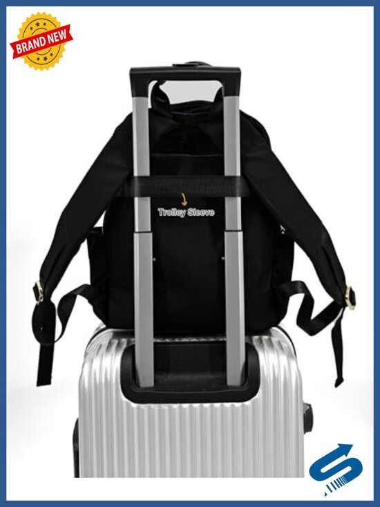 Water-Resistant Nylon Daypack with Gold Hardware, Multiple Compartments, Fits